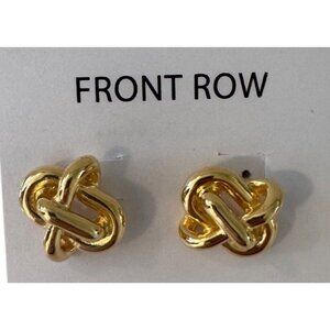 Front Row Knot Gold Earrings Cross Hatch NWT $108